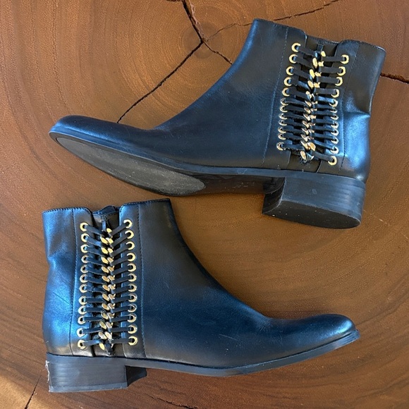 Vaneli Shoes - Vaneli Rheta Bootie /Black Leather Ankle Boots with Gold Accents/ Size 10N